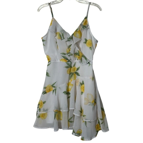 Jopra Lemon Print Tiered Mini Dress S Summer Sundress - Picture 2 of 5